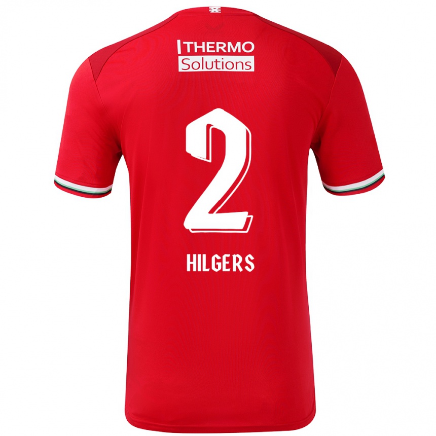 Hombre Fútbol Camiseta Mees Hilgers #2 Rojo Blanco 1ª Equipación 2024/25 Perú