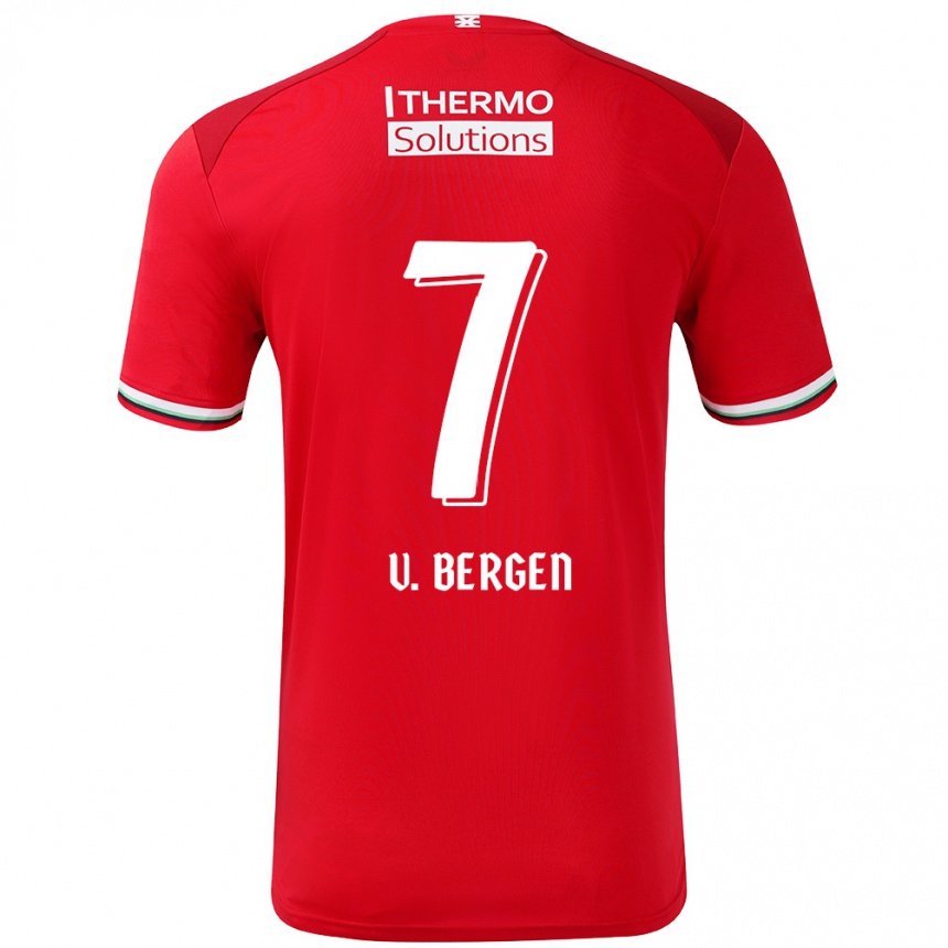 Hombre Fútbol Camiseta Mitchell Van Bergen #7 Rojo Blanco 1ª Equipación 2024/25 Perú