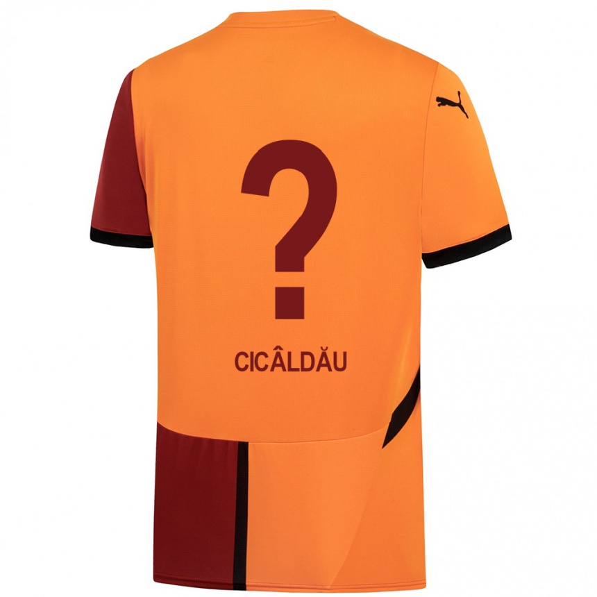 Hombre Fútbol Camiseta Alexandru Cicâldău #0 Amarillo Rojo 1ª Equipación 2024/25 Perú