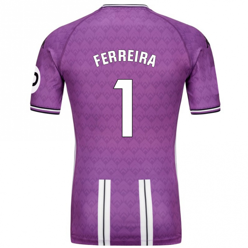 Hombre Fútbol Camiseta André Ferreira #1 Púrpura Blanco 1ª Equipación 2024/25 Perú