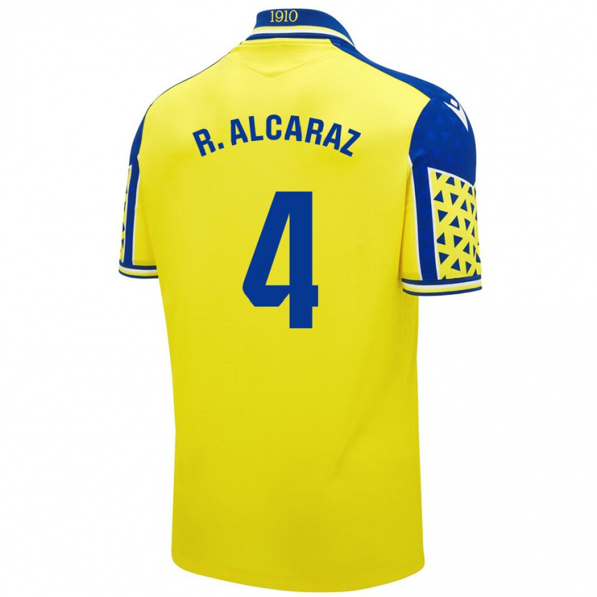 Hombre Fútbol Camiseta Rubén Alcaraz #4 Amarillo Azul 1ª Equipación 2024/25 Perú