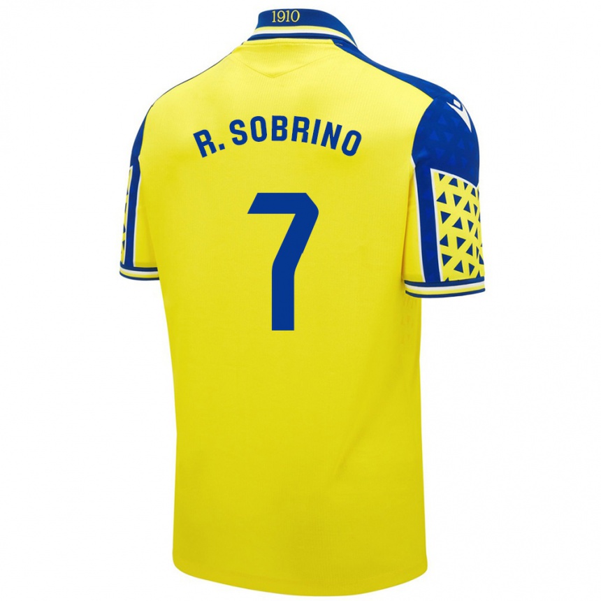 Hombre Fútbol Camiseta Rubén Sobrino #7 Amarillo Azul 1ª Equipación 2024/25 Perú