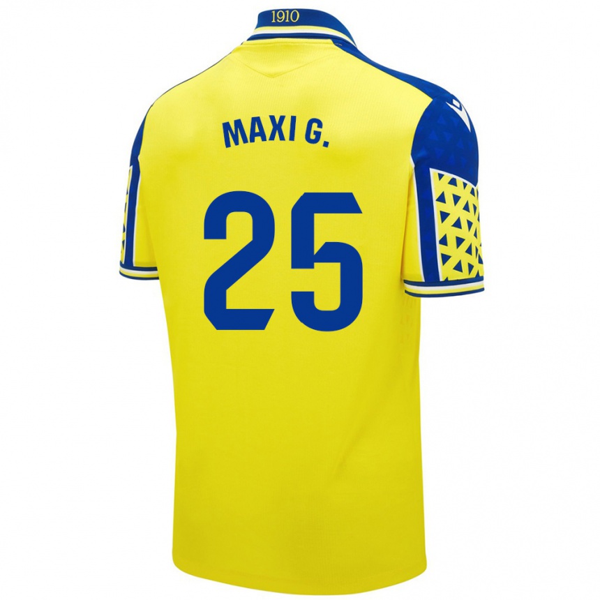 Hombre Fútbol Camiseta Maxi Gomez #25 Amarillo Azul 1ª Equipación 2024/25 Perú