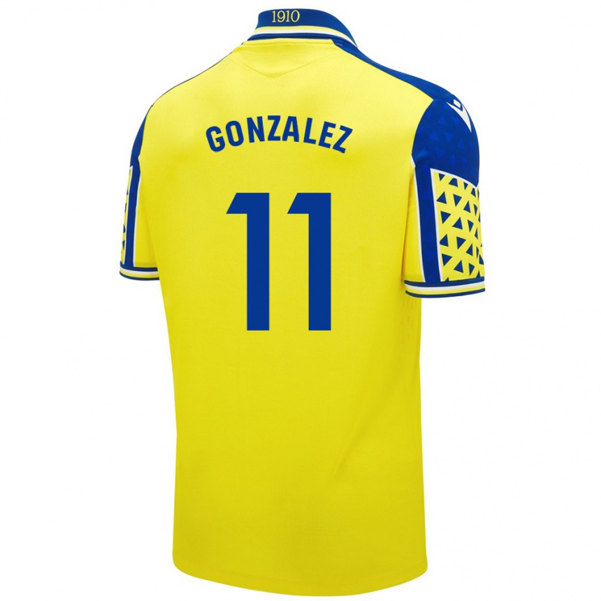 Hombre Fútbol Camiseta Chus González #11 Amarillo Azul 1ª Equipación 2024/25 Perú