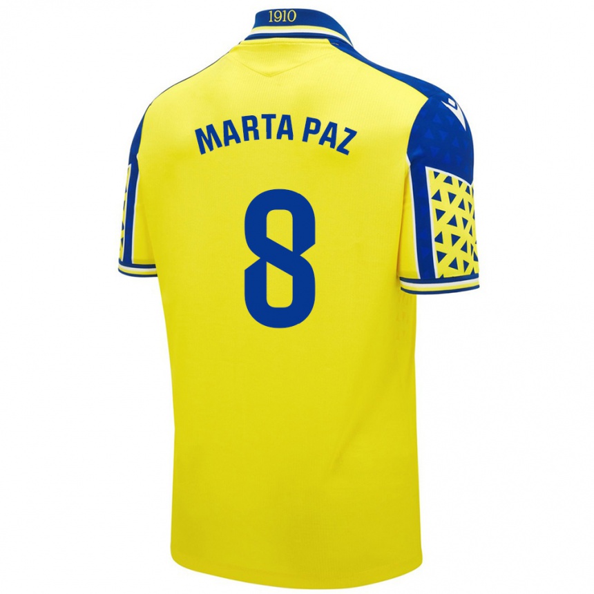 Hombre Fútbol Camiseta Marta Milagros Paz Cruz #8 Amarillo Azul 1ª Equipación 2024/25 Perú