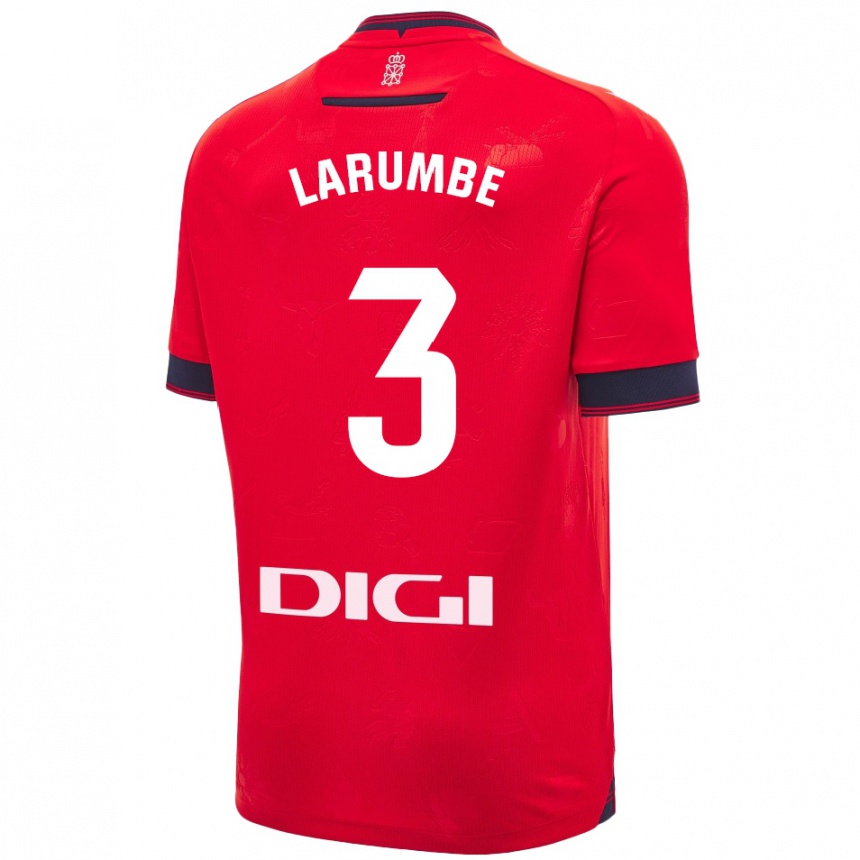 Hombre Fútbol Camiseta Saioa Larumbe Beloqui #3 Rojo Blanco 1ª Equipación 2024/25 Perú