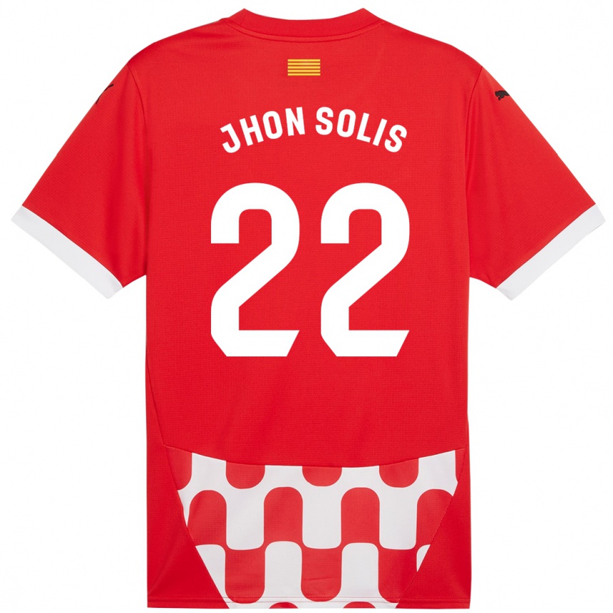 Hombre Fútbol Camiseta Jhon Solís #22 Rojo Blanco 1ª Equipación 2024/25 Perú