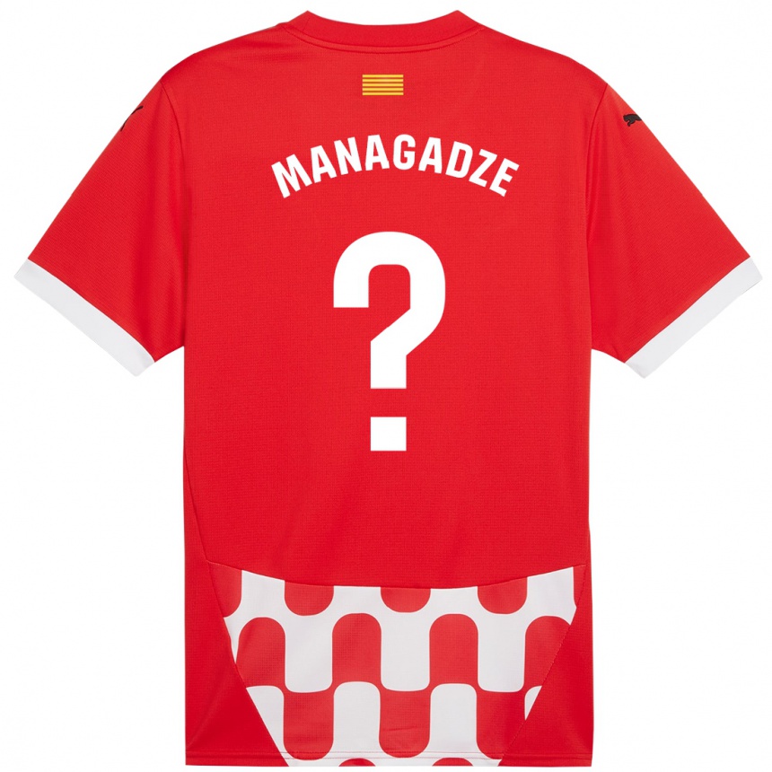 Hombre Fútbol Camiseta Luka Managadze #0 Rojo Blanco 1ª Equipación 2024/25 Perú