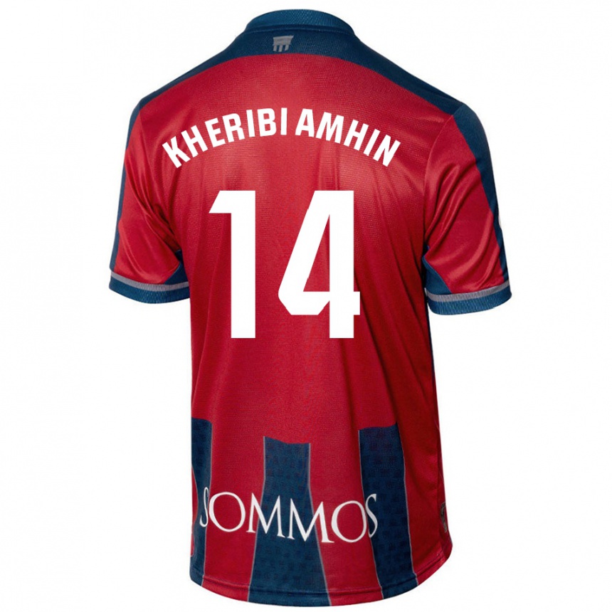 Hombre Fútbol Camiseta Nabil Kheribi Amhin #14 Rojo Azul 1ª Equipación 2024/25 Perú