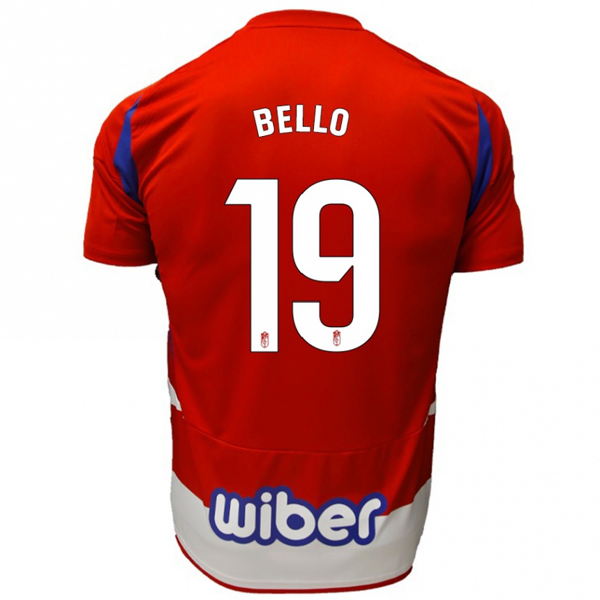 Hombre Fútbol Camiseta Eghosa Augustine Bello #19 Rojo Blanco Azul 1ª Equipación 2024/25 Perú