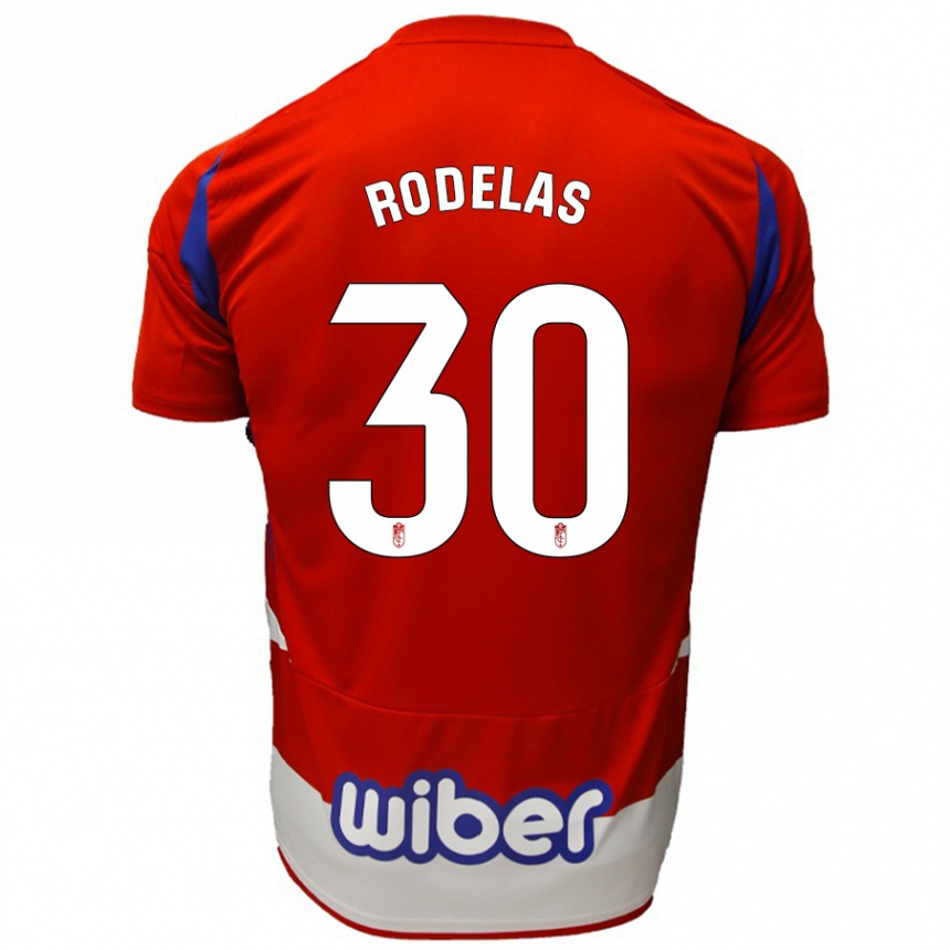 Hombre Fútbol Camiseta Sergio Rodelas #30 Rojo Blanco Azul 1ª Equipación 2024/25 Perú