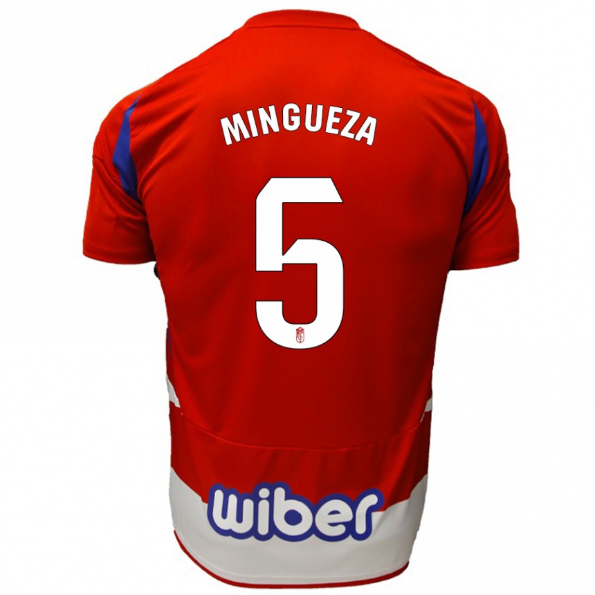 Hombre Fútbol Camiseta Ariadna Mingueza #5 Rojo Blanco Azul 1ª Equipación 2024/25 Perú