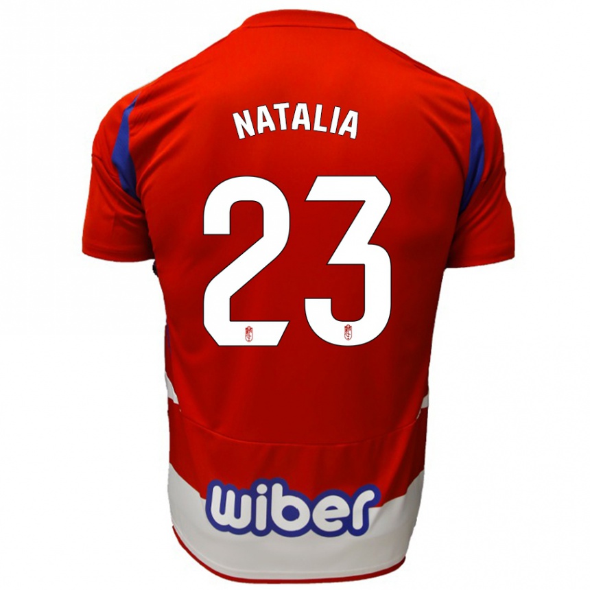 Hombre Fútbol Camiseta Natalia #23 Rojo Blanco Azul 1ª Equipación 2024/25 Perú