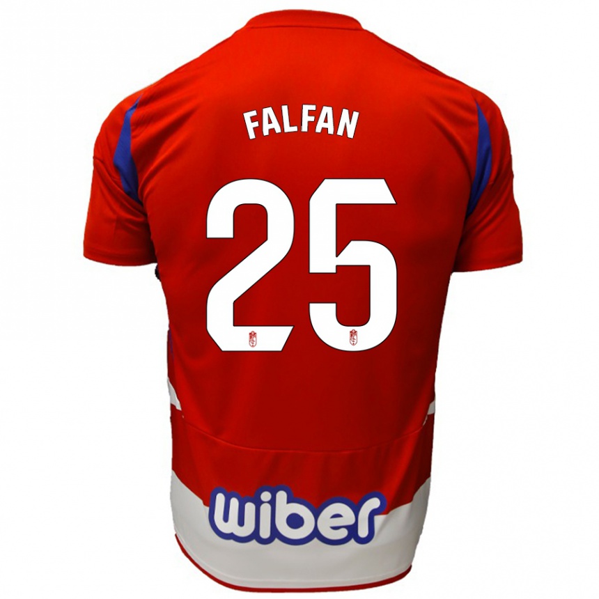 Hombre Fútbol Camiseta Daiana Falfán #25 Rojo Blanco Azul 1ª Equipación 2024/25 Perú