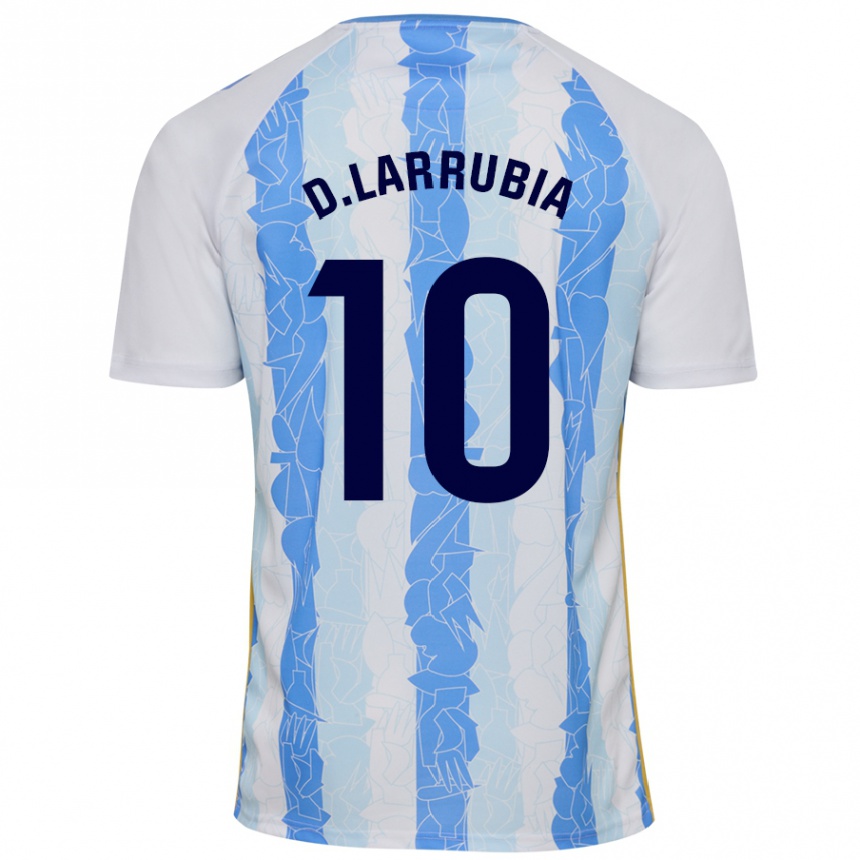 Hombre Fútbol Camiseta David Larrubia #10 Blanco Azul 1ª Equipación 2024/25 Perú