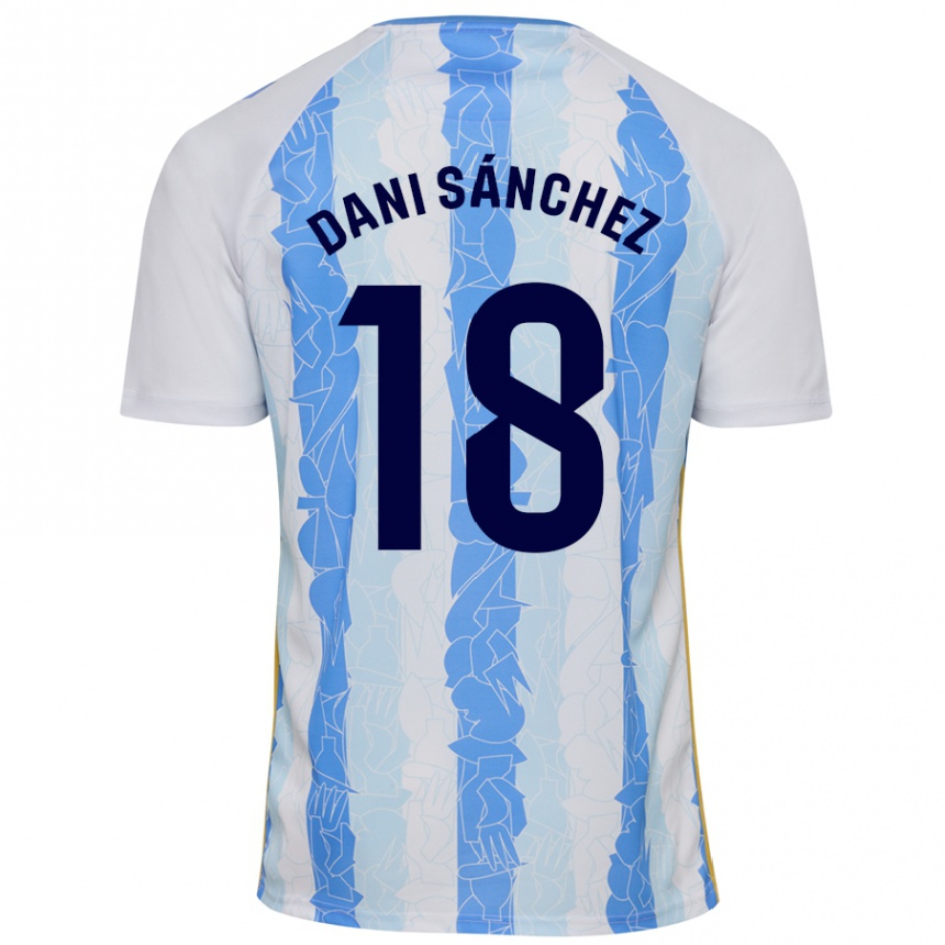 Hombre Fútbol Camiseta Dani Sánchez #18 Blanco Azul 1ª Equipación 2024/25 Perú