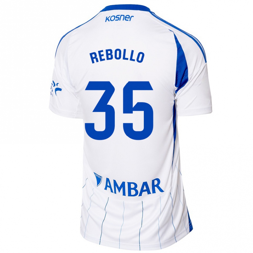 Hombre Fútbol Camiseta Dani Rebollo #35 Rojo Blanco 1ª Equipación 2024/25 Perú