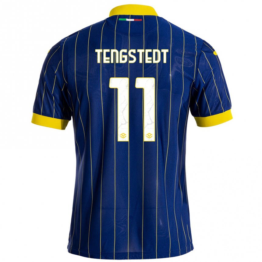 Hombre Fútbol Camiseta Casper Tengstedt #11 Azul Amarillo 1ª Equipación 2024/25 Perú