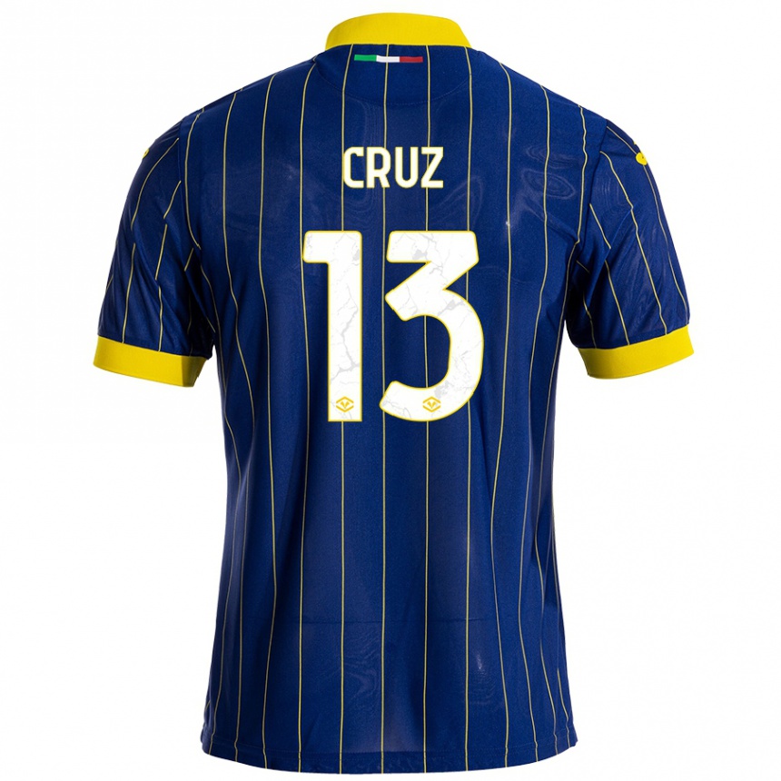 Hombre Fútbol Camiseta Juan Manuel Cruz #13 Azul Amarillo 1ª Equipación 2024/25 Perú