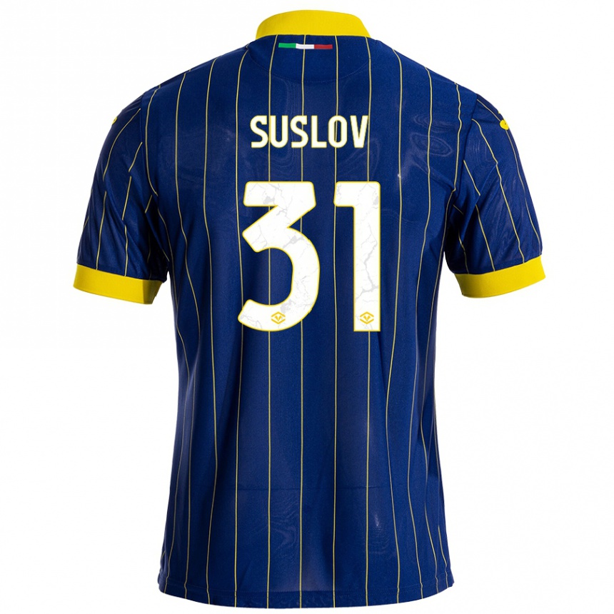 Hombre Fútbol Camiseta Tomas Suslov #31 Azul Amarillo 1ª Equipación 2024/25 Perú