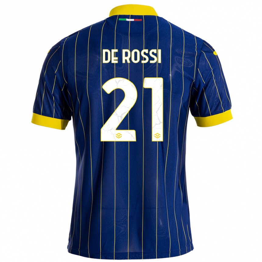 Hombre Fútbol Camiseta Michele De Rossi #21 Azul Amarillo 1ª Equipación 2024/25 Perú