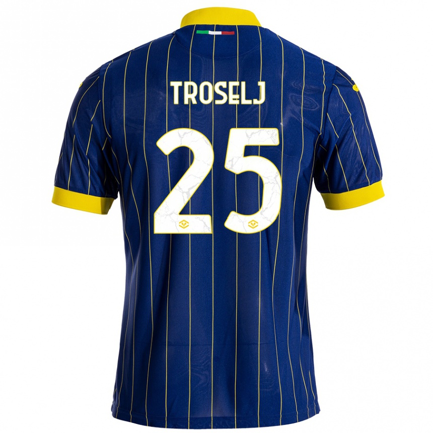 Hombre Fútbol Camiseta Ethan Troselj #25 Azul Amarillo 1ª Equipación 2024/25 Perú