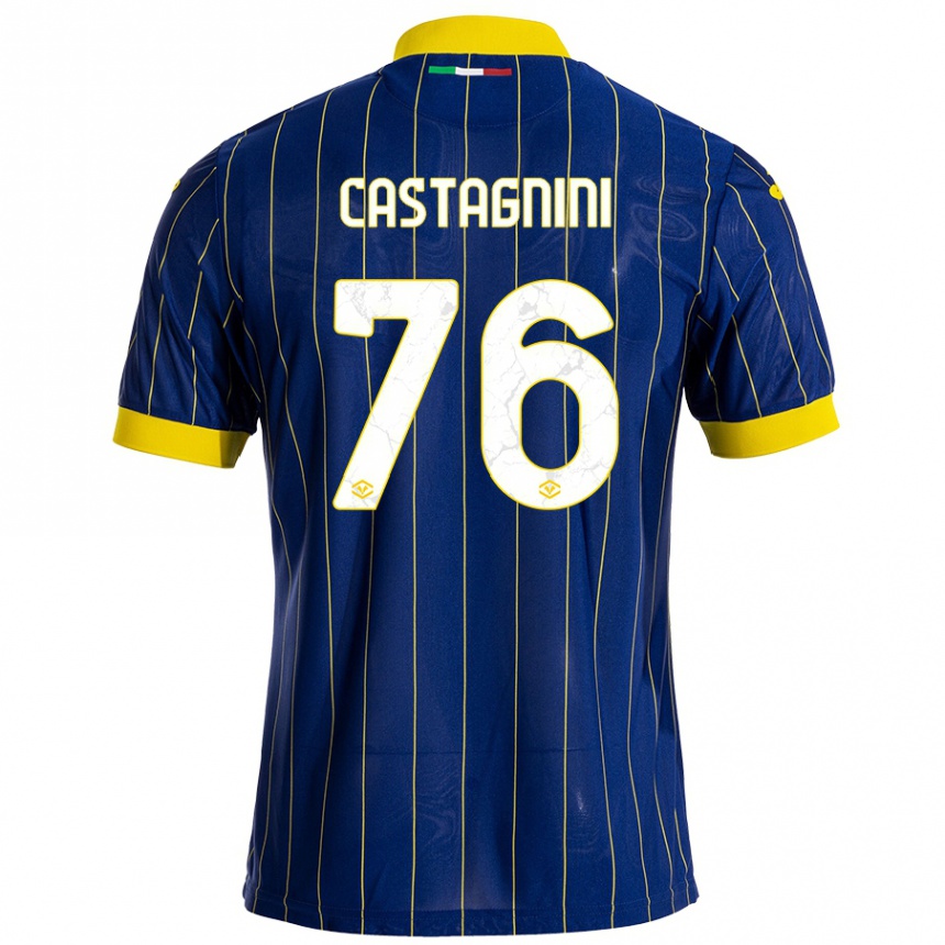 Hombre Fútbol Camiseta Mirko Castagnini #76 Azul Amarillo 1ª Equipación 2024/25 Perú