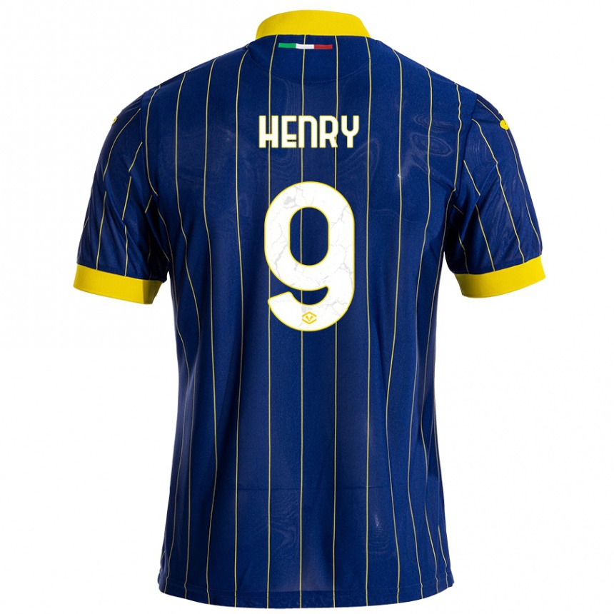 Hombre Fútbol Camiseta Thomas Henry #9 Azul Amarillo 1ª Equipación 2024/25 Perú