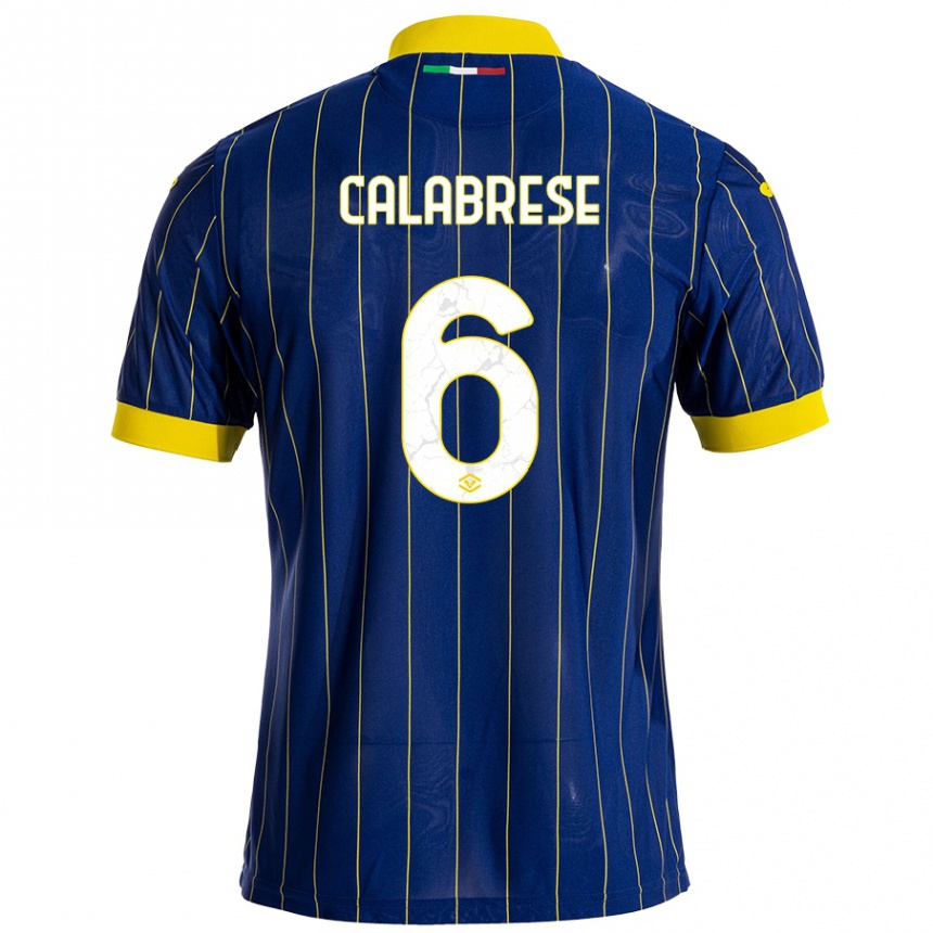 Hombre Fútbol Camiseta Nicolò Calabrese #6 Azul Amarillo 1ª Equipación 2024/25 Perú