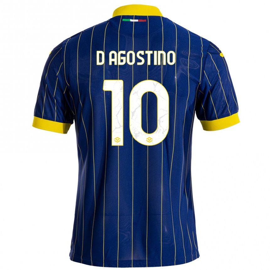 Hombre Fútbol Camiseta Samuele D'agostino #10 Azul Amarillo 1ª Equipación 2024/25 Perú