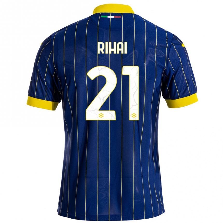 Hombre Fútbol Camiseta Aiman Rihai #21 Azul Amarillo 1ª Equipación 2024/25 Perú