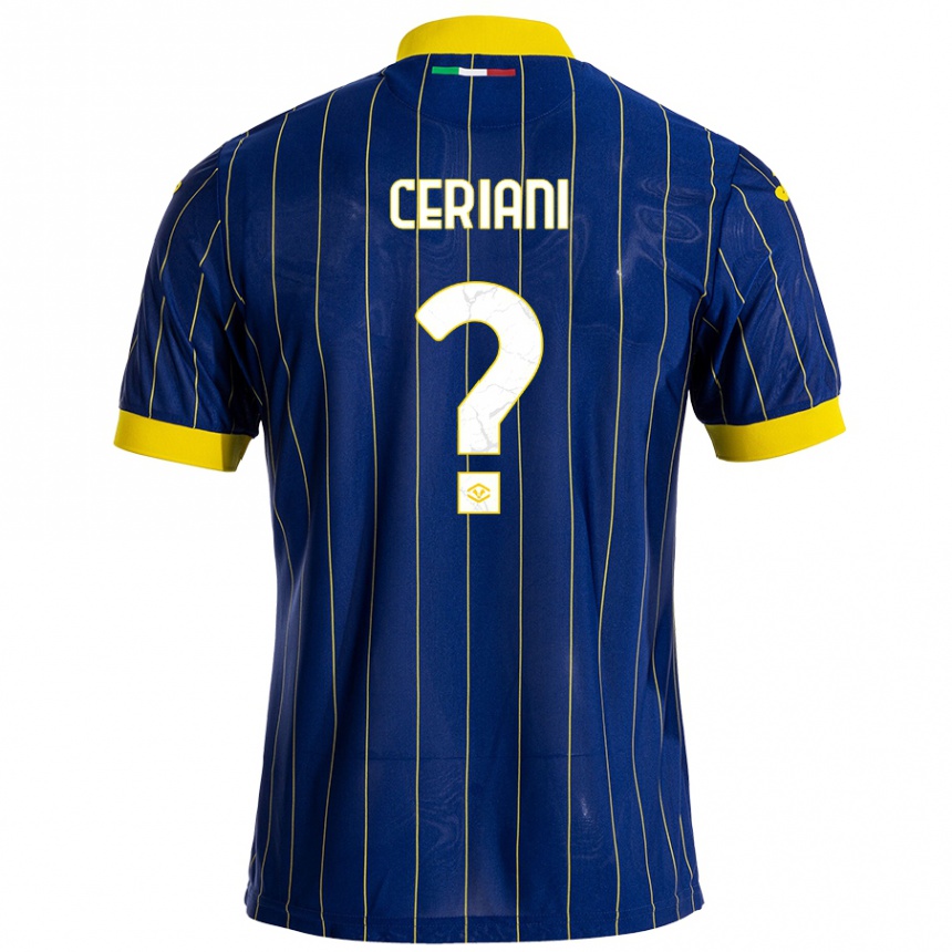 Hombre Fútbol Camiseta Filippo Ceriani #0 Azul Amarillo 1ª Equipación 2024/25 Perú