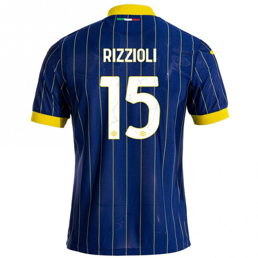 Hombre Fútbol Camiseta Gaia Rizzioli #15 Azul Amarillo 1ª Equipación 2024/25 Perú