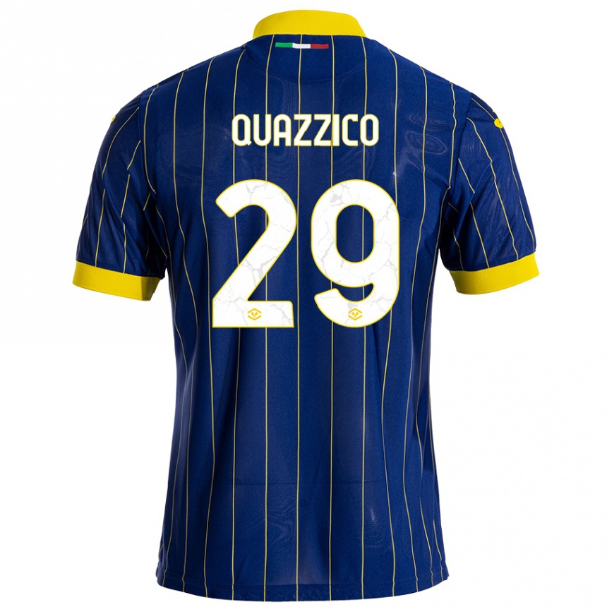 Hombre Fútbol Camiseta Francesca Quazzico #29 Azul Amarillo 1ª Equipación 2024/25 Perú