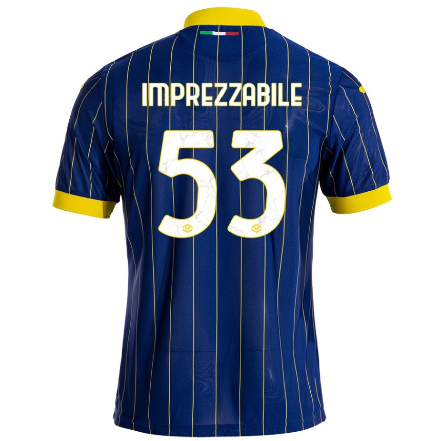 Hombre Fútbol Camiseta Francesca Imprezzabile #53 Azul Amarillo 1ª Equipación 2024/25 Perú