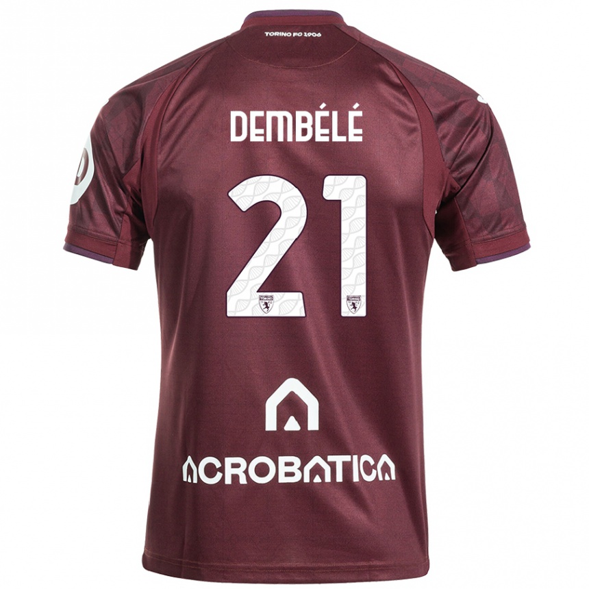 Hombre Fútbol Camiseta Ali Dembélé #21 Granate Blanco 1ª Equipación 2024/25 Perú