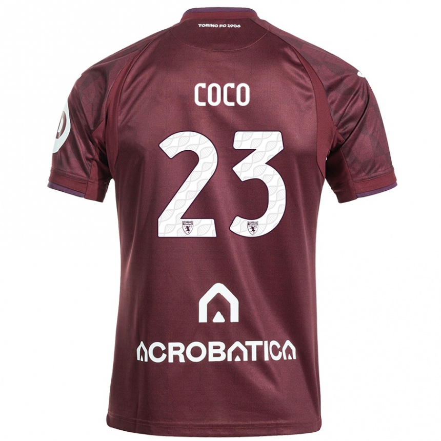 Hombre Fútbol Camiseta Saúl Coco #23 Granate Blanco 1ª Equipación 2024/25 Perú