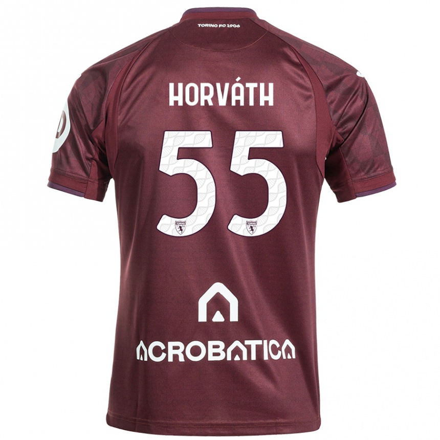 Hombre Fútbol Camiseta Krisztofer Horváth #55 Granate Blanco 1ª Equipación 2024/25 Perú