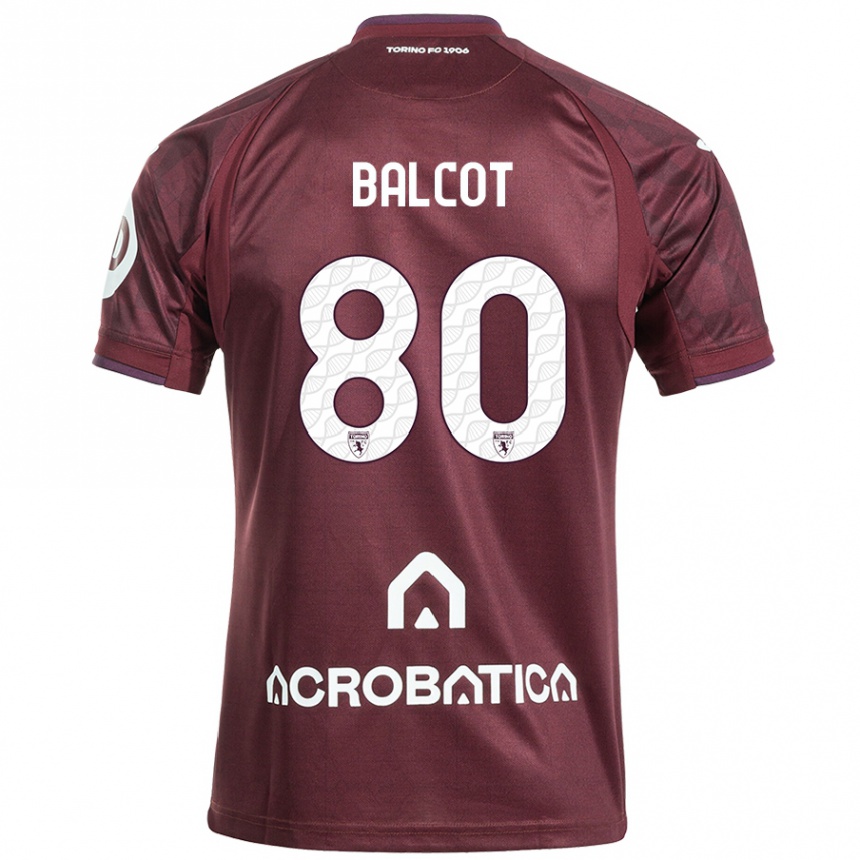 Hombre Fútbol Camiseta Côme Bianay Balcot #80 Granate Blanco 1ª Equipación 2024/25 Perú