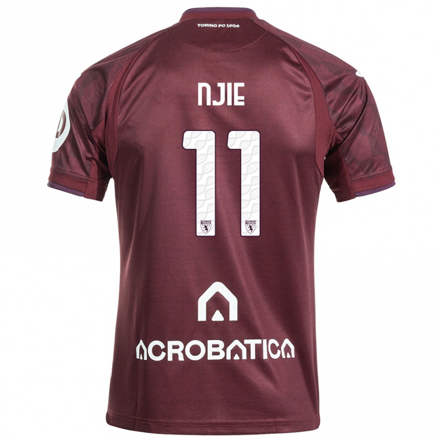 Hombre Fútbol Camiseta Alieu Njie #11 Granate Blanco 1ª Equipación 2024/25 Perú