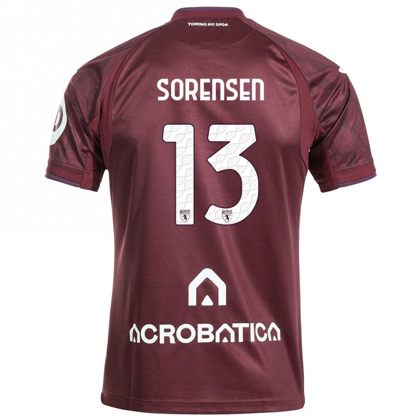 Hombre Fútbol Camiseta Ben Sørensen #13 Granate Blanco 1ª Equipación 2024/25 Perú