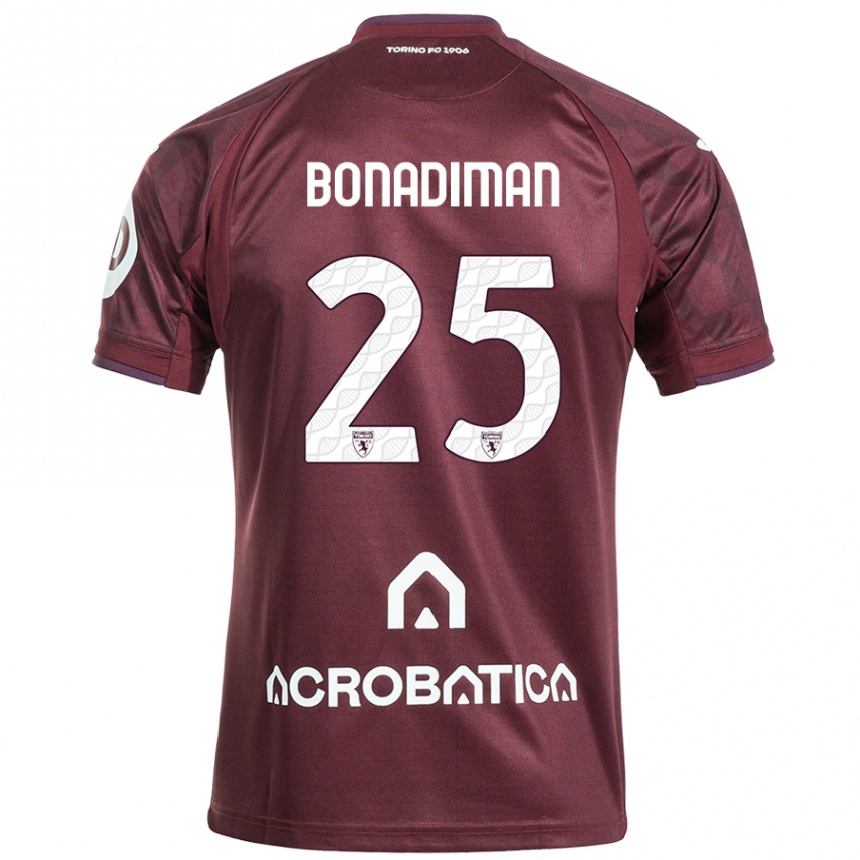 Hombre Fútbol Camiseta Matteo Bonadiman #25 Granate Blanco 1ª Equipación 2024/25 Perú