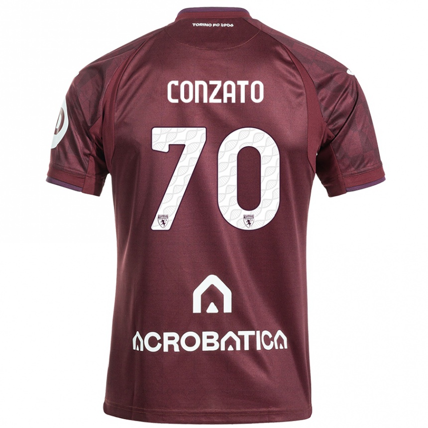 Hombre Fútbol Camiseta Filippo Conzato #70 Granate Blanco 1ª Equipación 2024/25 Perú