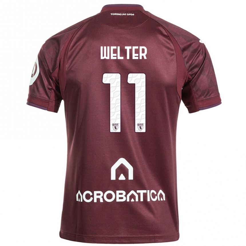 Hombre Fútbol Camiseta Francesca Welter #11 Granate Blanco 1ª Equipación 2024/25 Perú