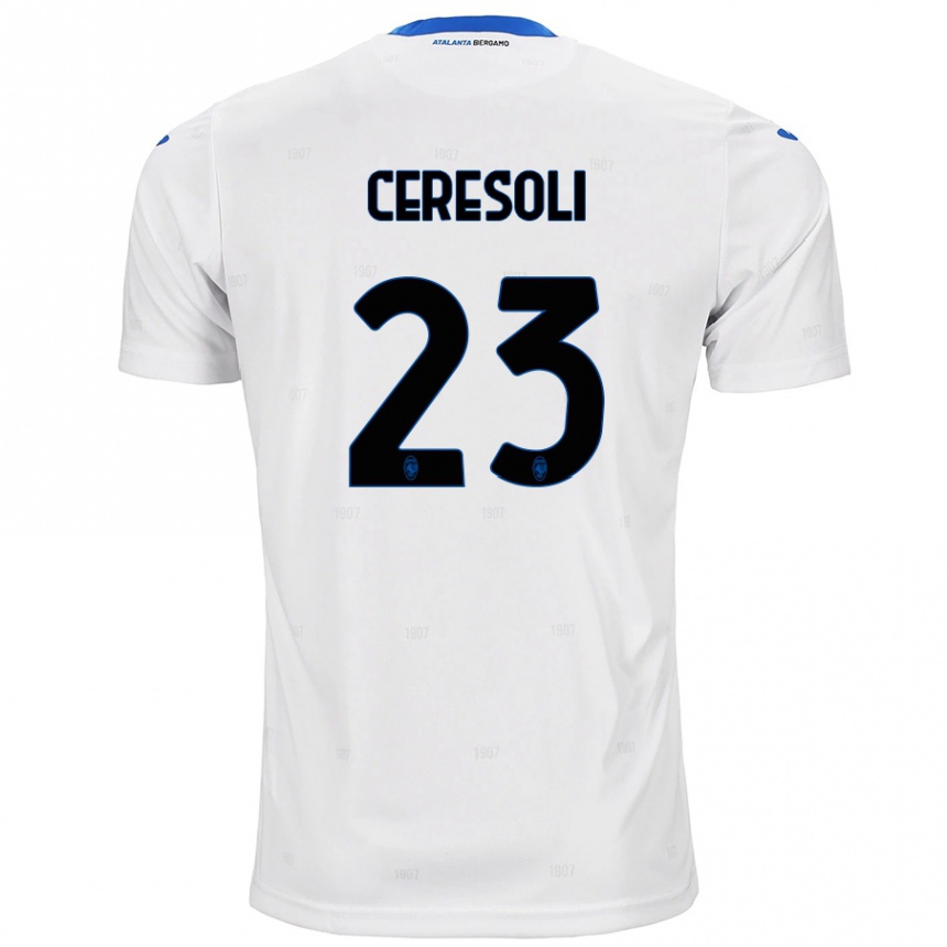 Hombre Fútbol Camiseta Andrea Ceresoli #23 Blanco 2ª Equipación 2024/25 Perú