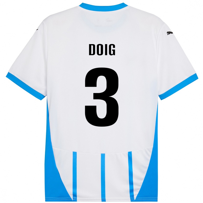 Hombre Fútbol Camiseta Josh Doig #3 Blanco Azul 2ª Equipación 2024/25 Perú