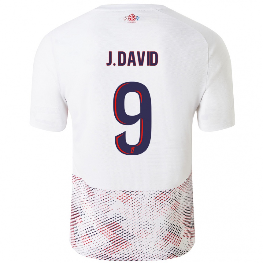 Hombre Fútbol Camiseta Jonathan David #9 Blanco Azul Real 2ª Equipación 2024/25 Perú