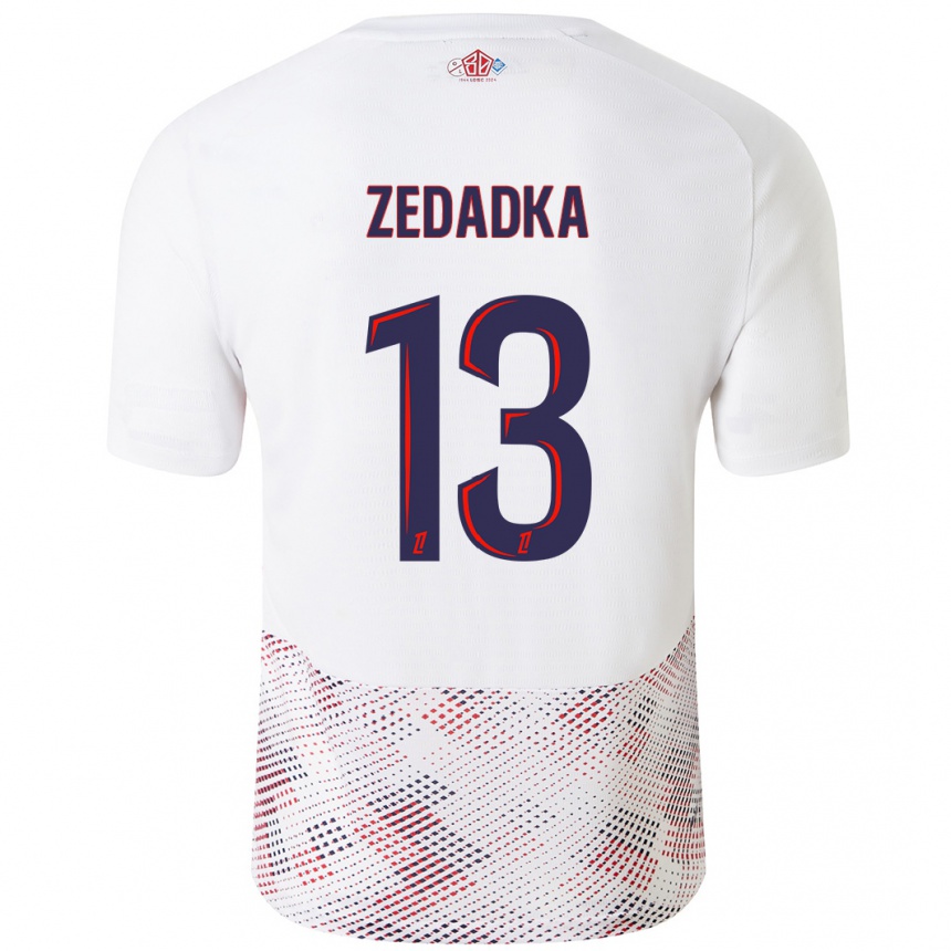 Hombre Fútbol Camiseta Akim Zedadka #13 Blanco Azul Real 2ª Equipación 2024/25 Perú