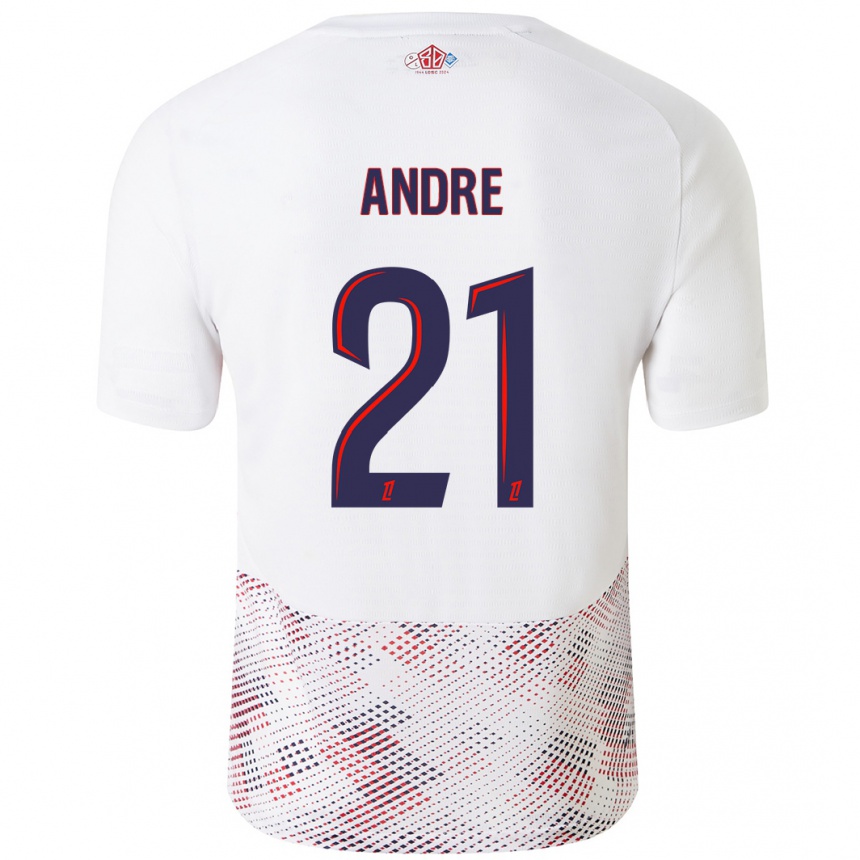 Hombre Fútbol Camiseta Benjamin Andre #21 Blanco Azul Real 2ª Equipación 2024/25 Perú