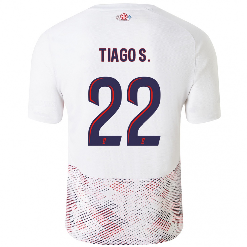 Hombre Fútbol Camiseta Tiago Santos #22 Blanco Azul Real 2ª Equipación 2024/25 Perú